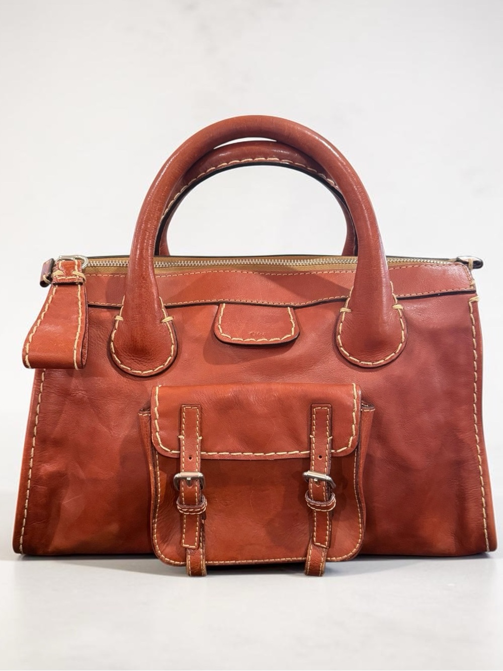 Chloe Edith Leather Satchel in Brown